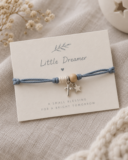 Χειροποίητο Μαρτυρικό Βραχιολάκι Little Dreamer με Σταυρό & Αστεράκι